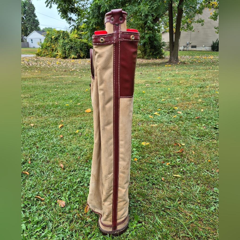 Vintage 1950's Atlantic Canvas/Leather 13-Way Sunday Carry Golf Bag with Strap - Picture 7 of 11